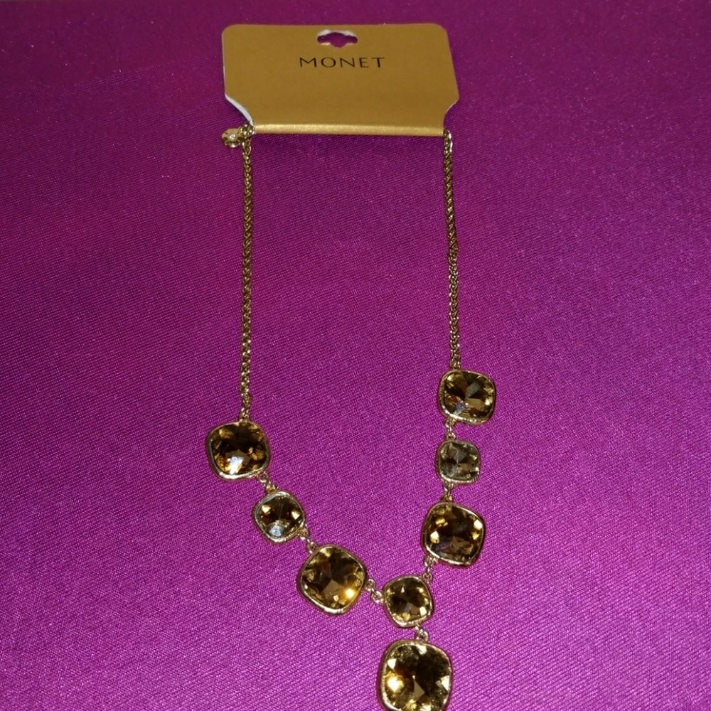 Gold/Cognac Stone Necklace